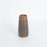 Petit vase de collection scandinave moderne en grès chocolat du milieu du siècle par Gunnar Borg