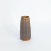 Small modern Scandinavian collection vase in chocolate stoneware from the mid-century by Gunnar Borg.