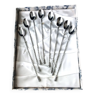 Box of 8 stainless steel mazagran, cocktail, ice cream spoons