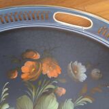 Napoleon III painted sheet metal round serving tray