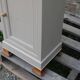 Renovated antique bedside table – Greige Galuchat, wooden top – houseboat style