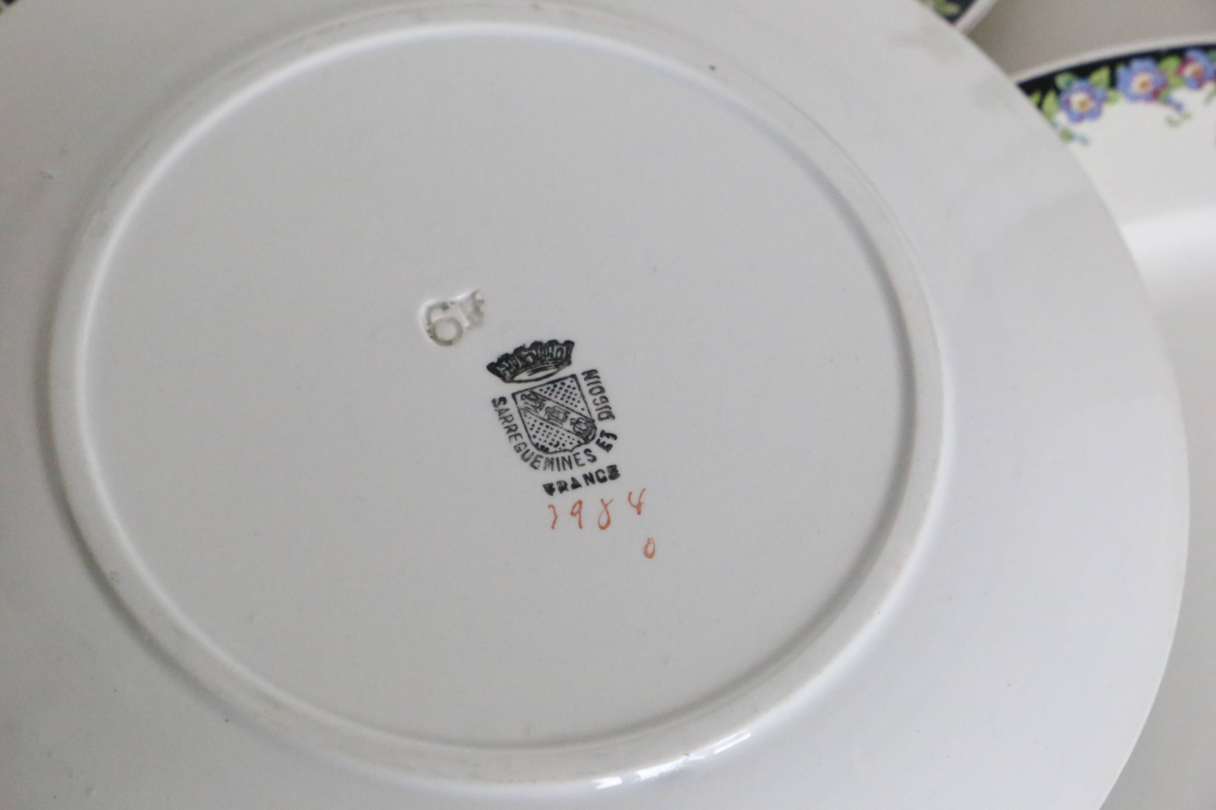 Set of 4 dessert plates Digoin Sarreguemines, vintage French, authentic, rare