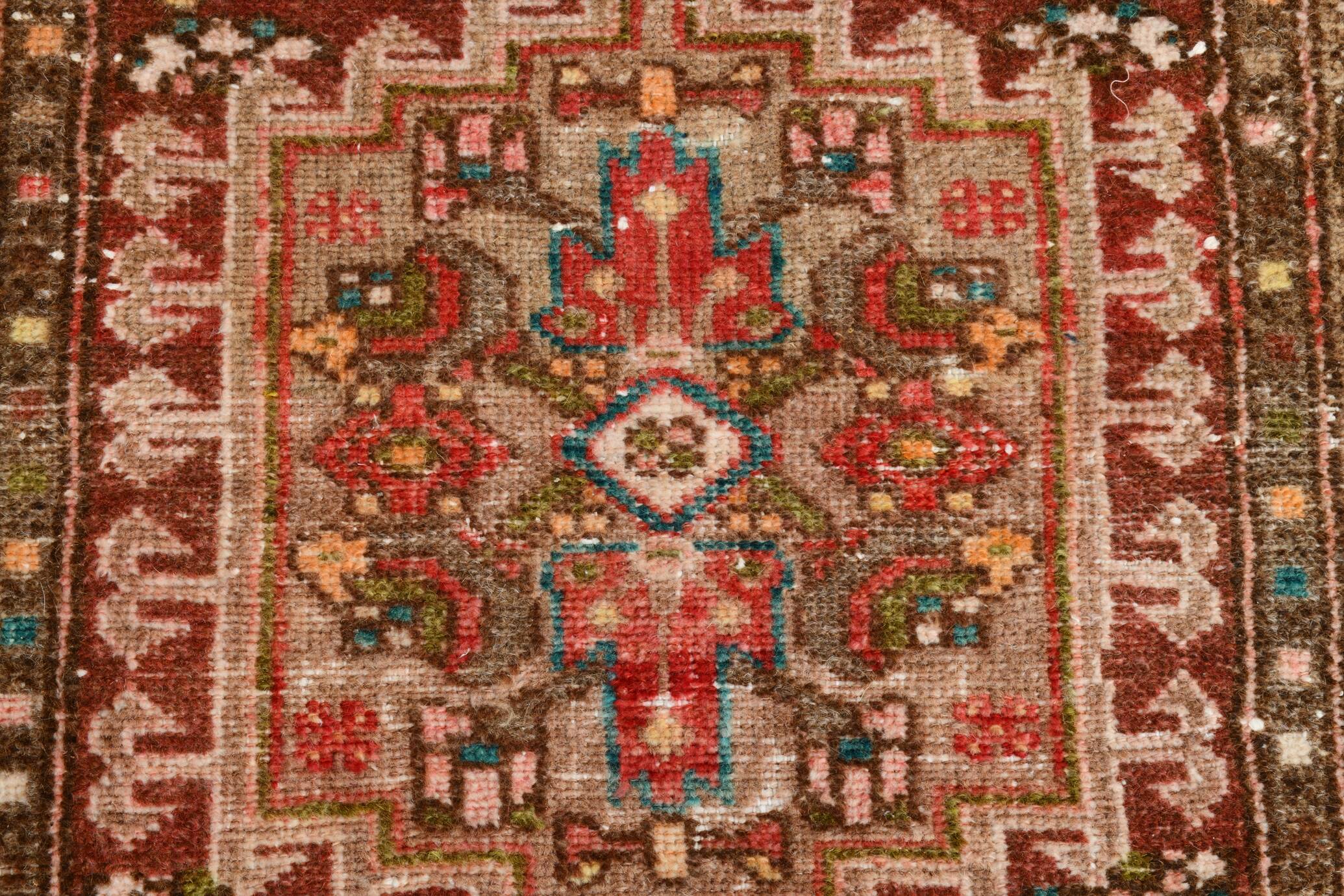 3x5 Vintage Brown & Beige Ousahk Area Rug, 90x152Cm
