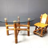 Vintage bamboo dining table, 1970s