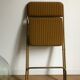 Vintage folding chair lafuma chantazur with striped gold fabric