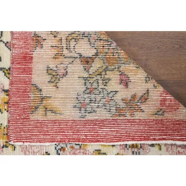 Vintage Turkish Oushak Handmade Wool Cotton Beige Area Rug 103x207