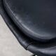 Chaise pivotante vintage en simili cuir noir italien et chrome