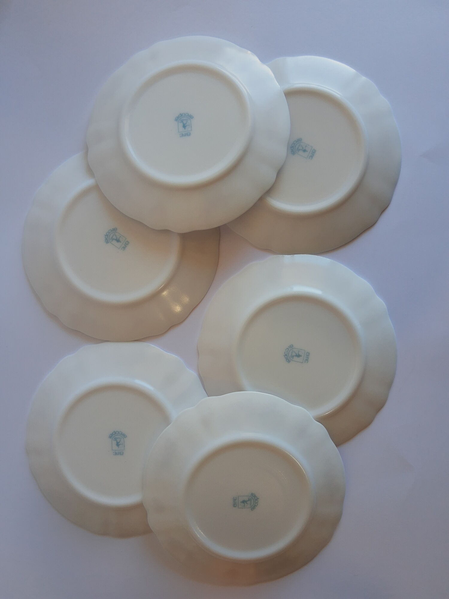Set of 8 dessert plates opaline pink patterns Arcopal France Vintage