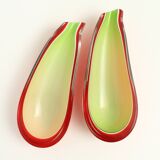 Pair of Fratelli Toso bowls in the shape of an aubergine, Murano, Italy, 1950s.