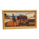 Original Mid Century Swedish Oil on Panel – “Vendor” by Eric Elfvén