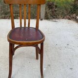 Bentwood bistro chair upholstered in burgundy leather