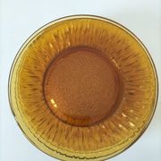 Set of 6 pressed glass dessert plates with sunflower motif Vereco