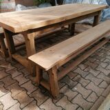 Farmhouse table with solid oak benches