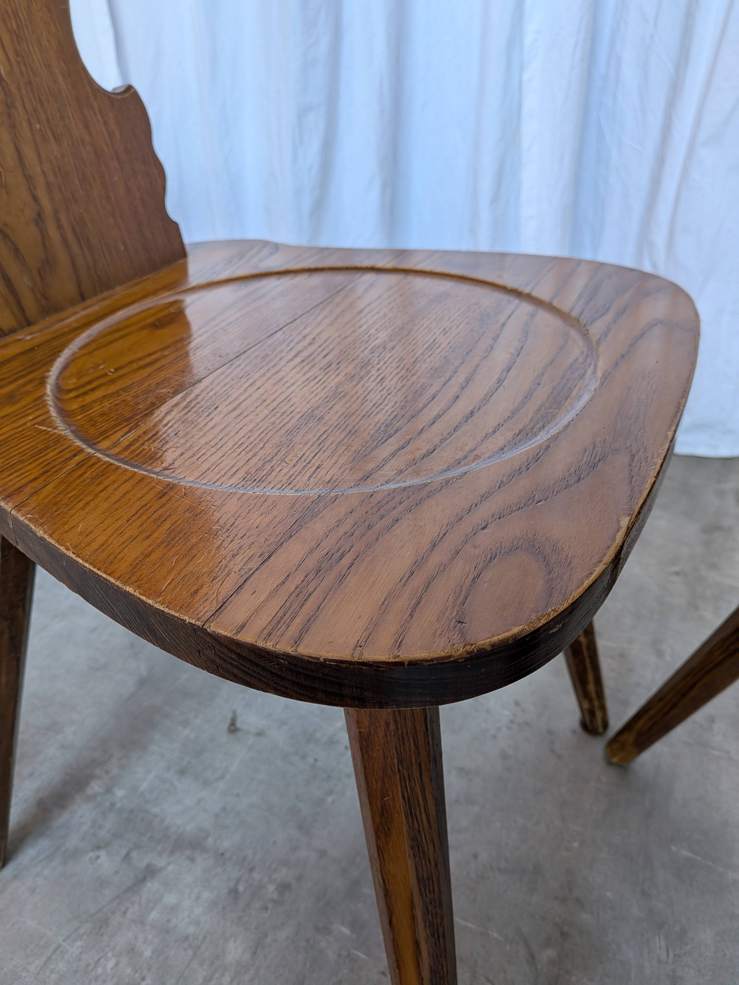 Set of 8 Farmhouse Tyrolean Chair with Heart Cutout Back / 1970s Vintage Di