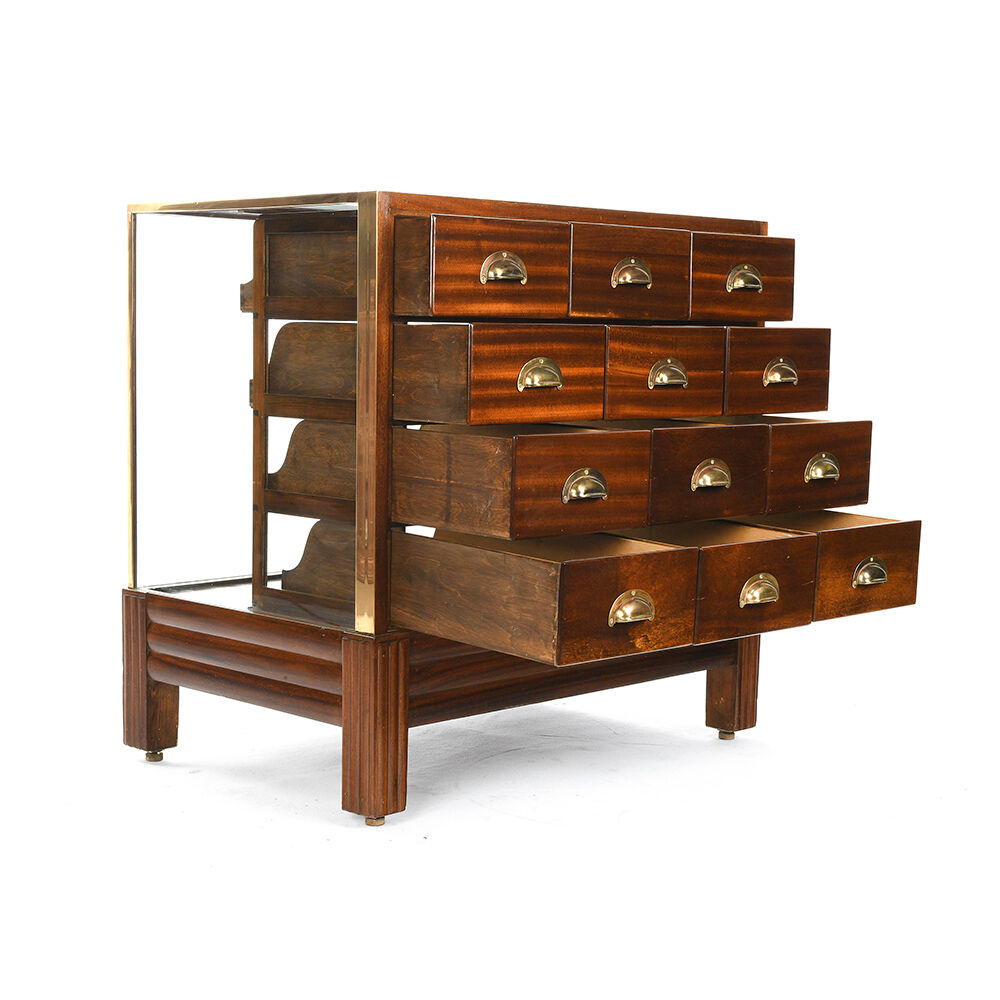 English mahogany and brass blouse furniture