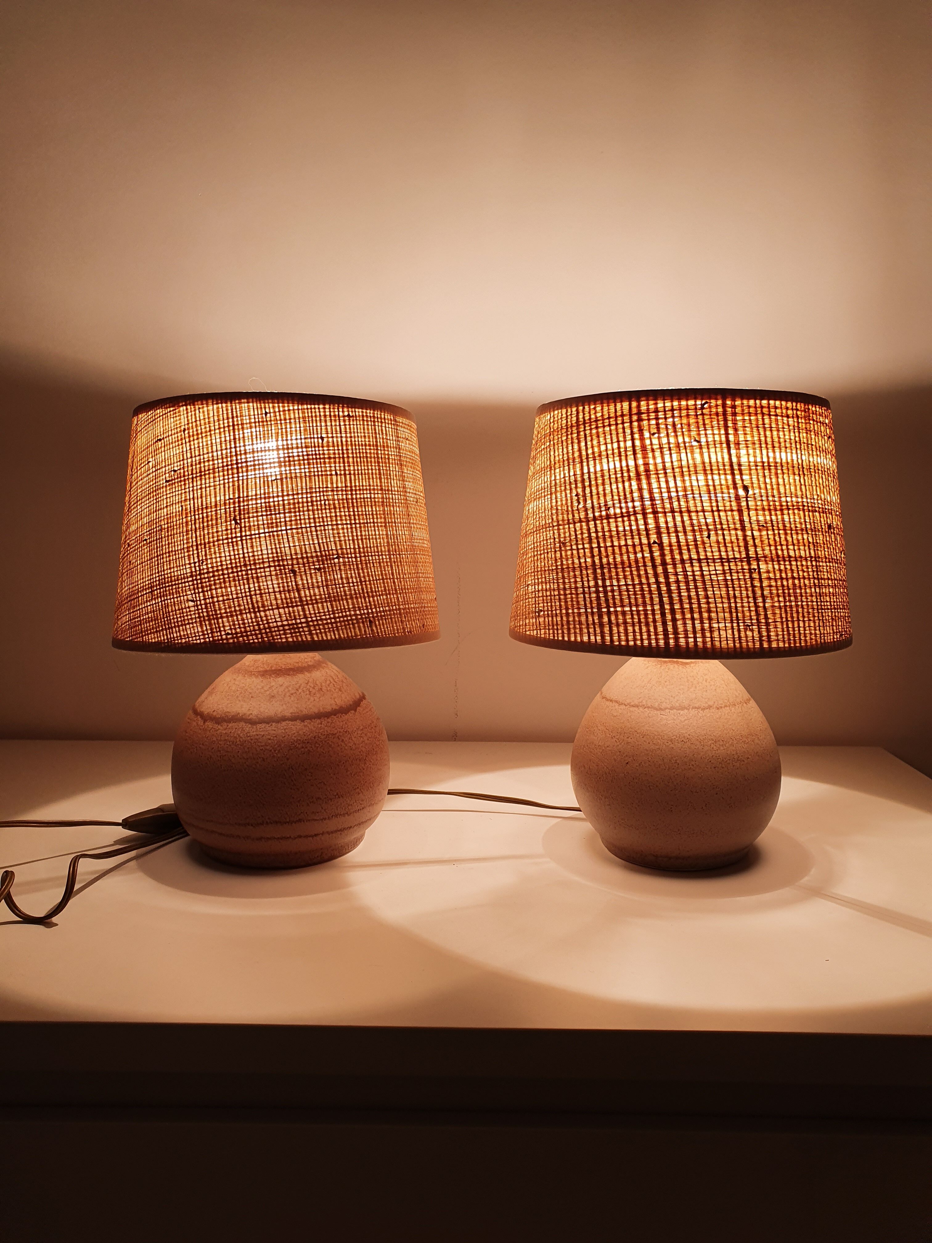 Pair of ceramic bedside lamps