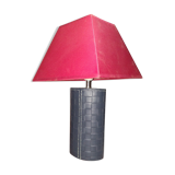 Lampe ovoïde gainée de cuir bleu tressé et couture Sellier