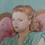 Portrait of woman, oil on canvas, signed and dated "Stamos" 1946
