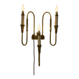 Monumental bronze wall light with three arms, neoclassical Art Deco from the 1940s.