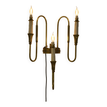 Monumentale applique en bronze 3 bras néo-classique Art Déco 1940’s