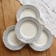 4 vintage Gien deep plates – Ivory earthenware with blue flowers