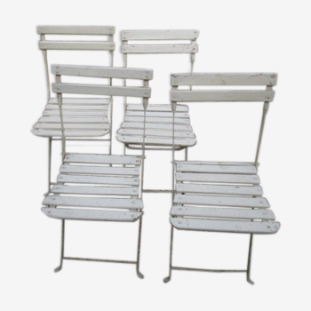 Set de 4 chaises de jardin pliantes anciennes