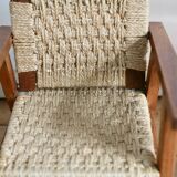 Pair of children's armchairs in rope, attributed to Audoux Minet.