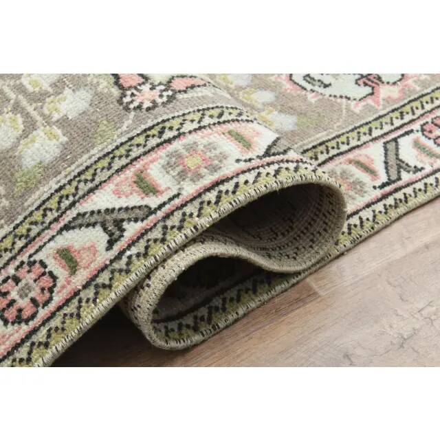 1970s Vintage Persian Handmade Wool Cotton Pink Area Rug 290x393