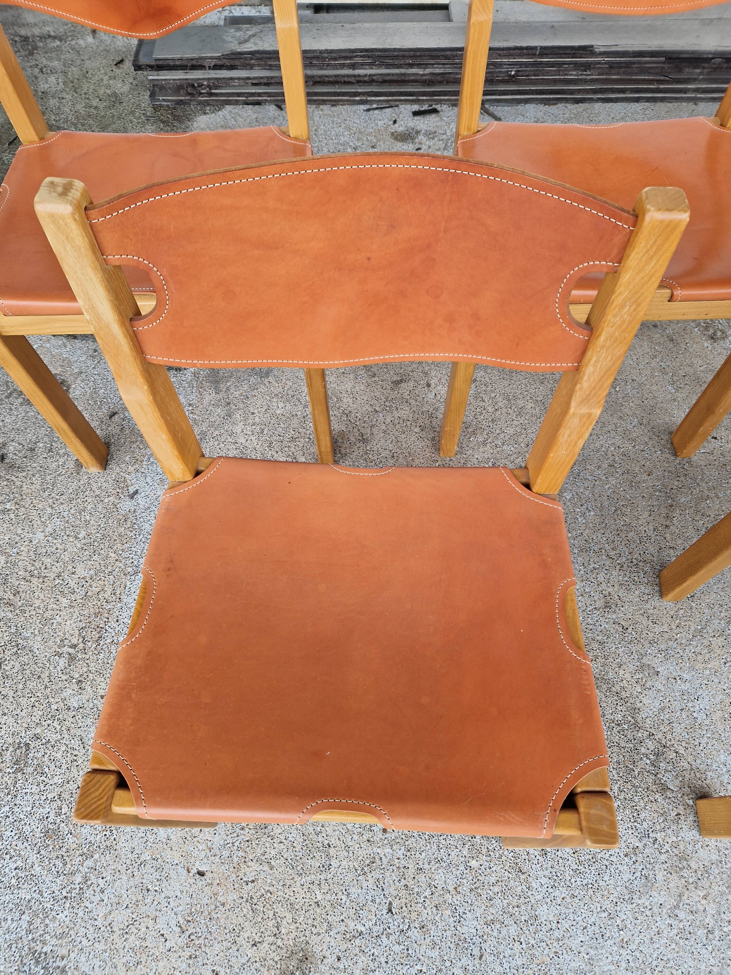 Vintage elm chair by Maison Regain, France 1980