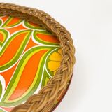70's wicker and vinyl service tray
