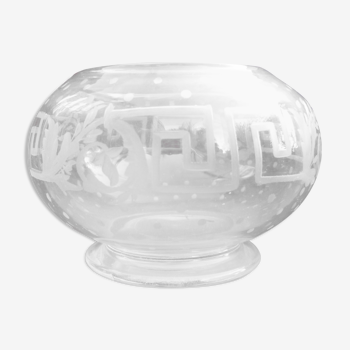 Crystal ball vase, engraved decoration, 19th century