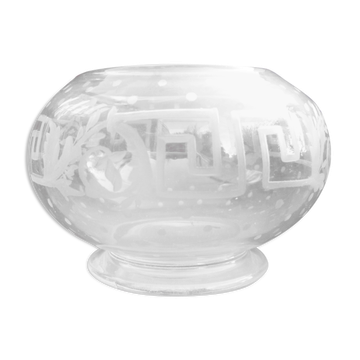 Crystal ball vase, engraved decoration, 19th century