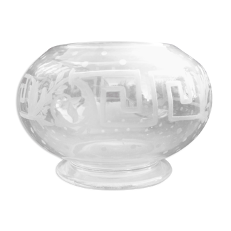 Crystal ball vase, engraved decoration, 19th century