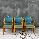 Set of 6 Kinnarps chairs in curved wood — Scandinavian design