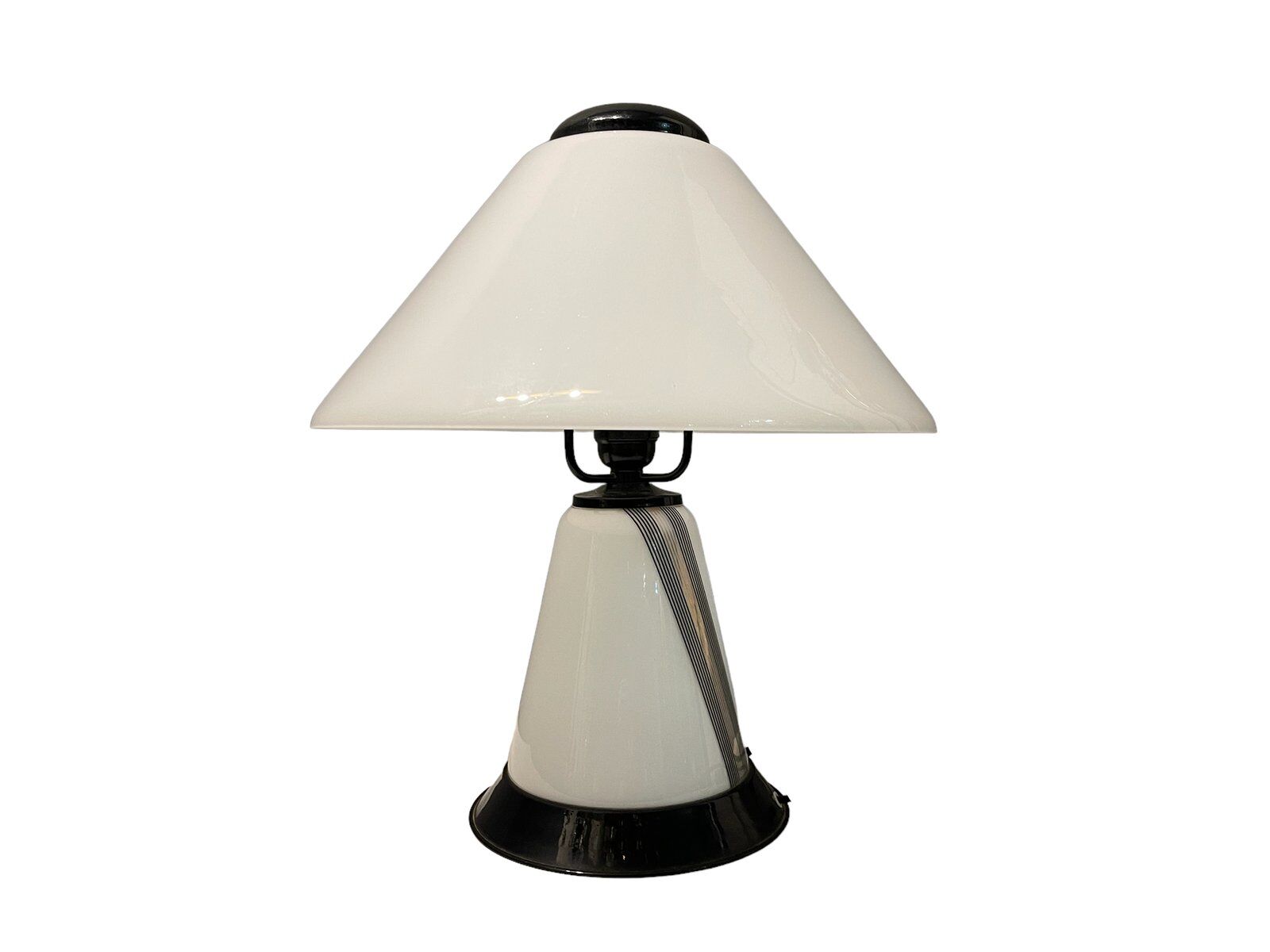Black and White Table Lamp in Murano Glass, 1980s