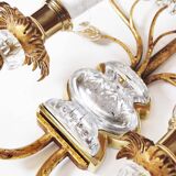 Monumental Bagues style crystal and gilt sconces by Banci Firenze