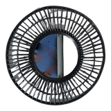 Round black rattan mirror