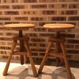 Pair of wooden screw seats from the 70s