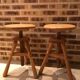 Pair of wooden screw seats from the 70s