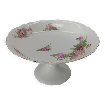Footed Cup Servant in Limoges Porcelain Floral Decoration Gold Gilding
