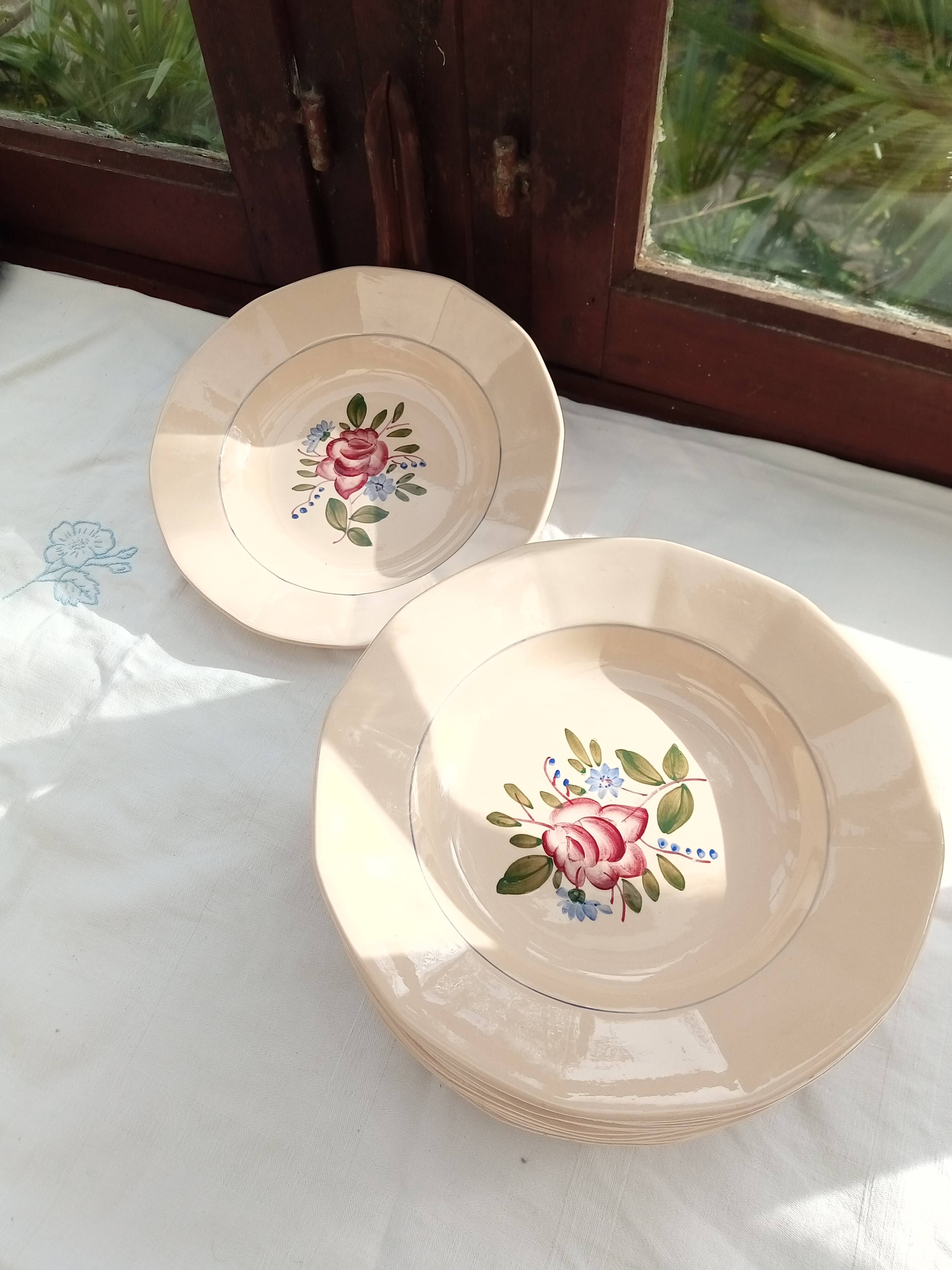 12 Digoin soup plates