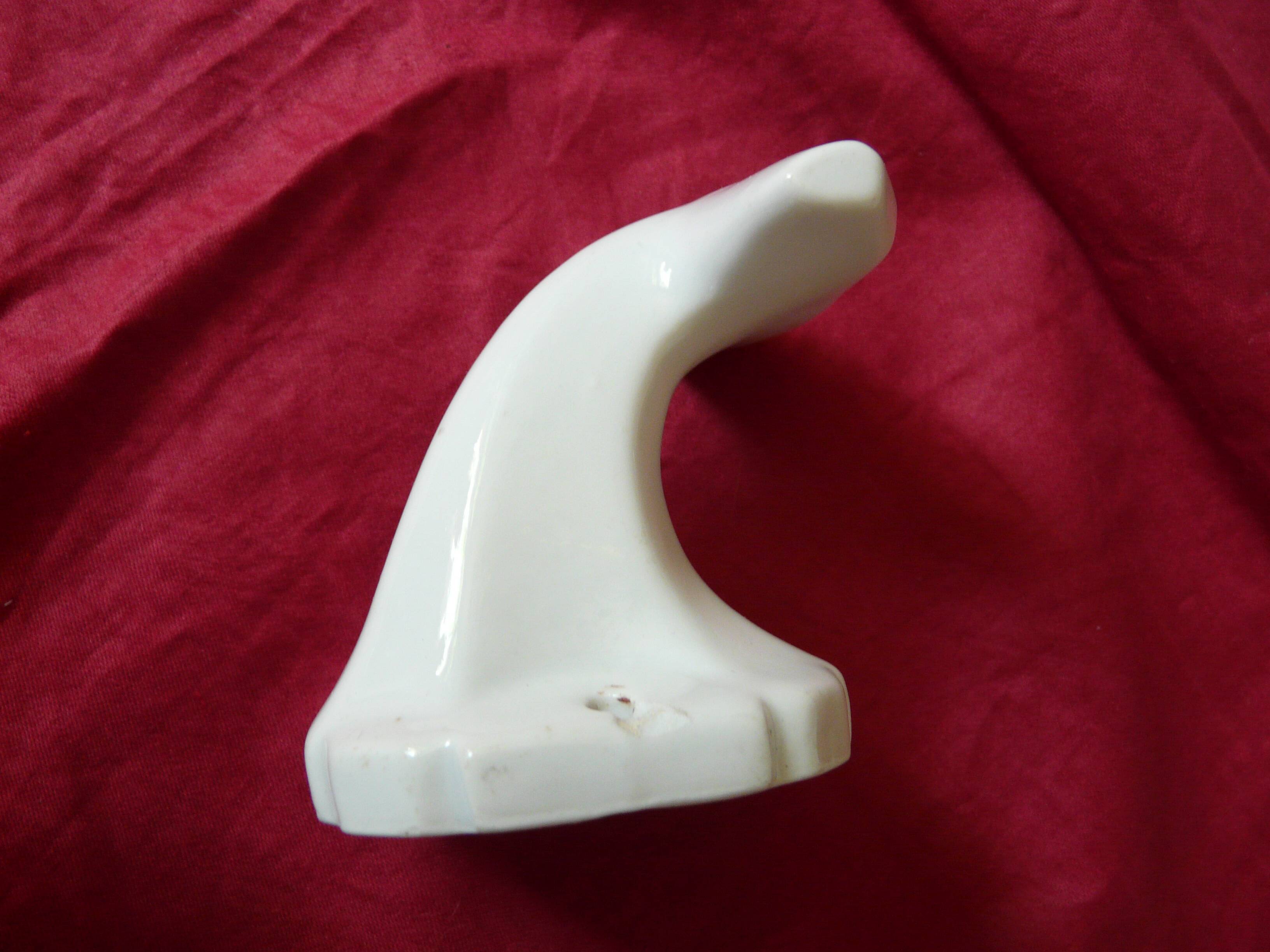 White porcelain art deco coat hook