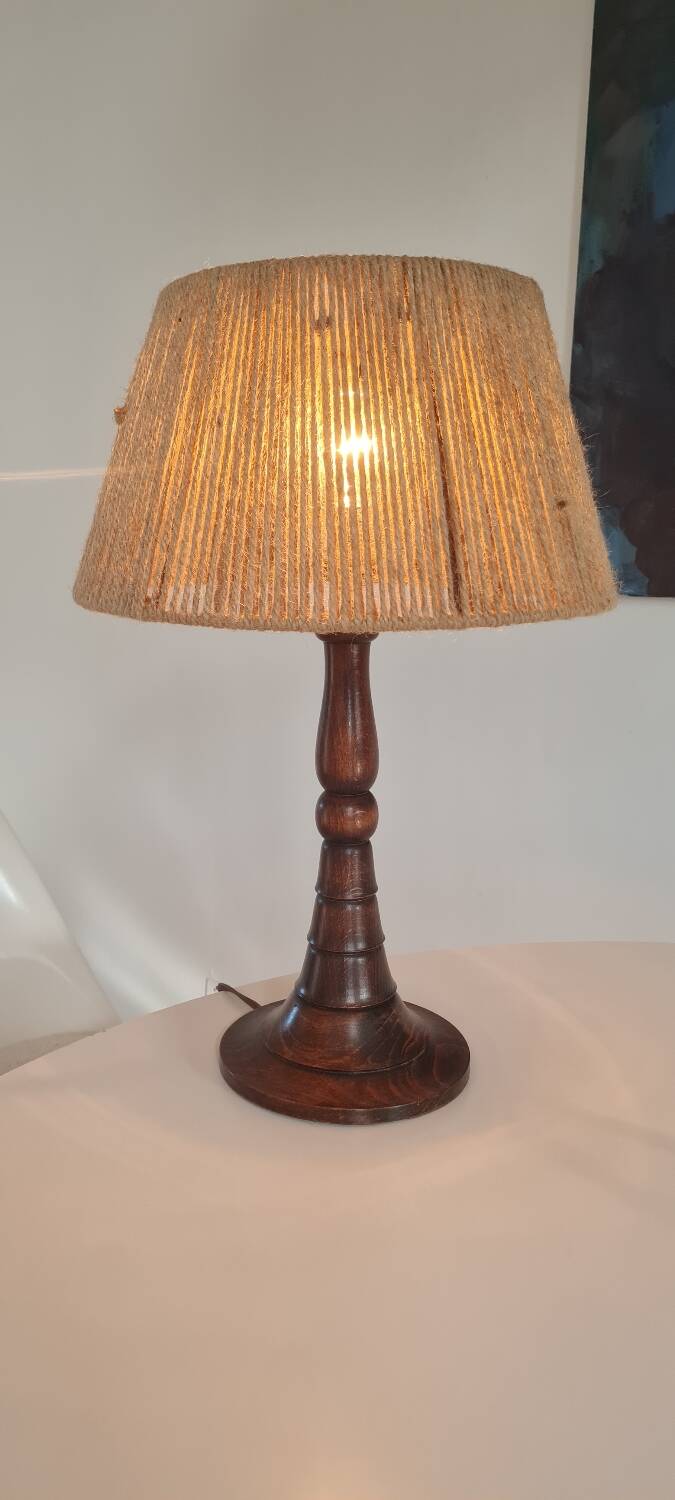 Turned wood lamp circa 1950