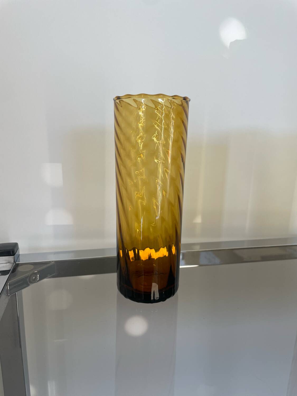 Set of 5 vintage twisted glasses – orange-brown orangeade – 60s/70s