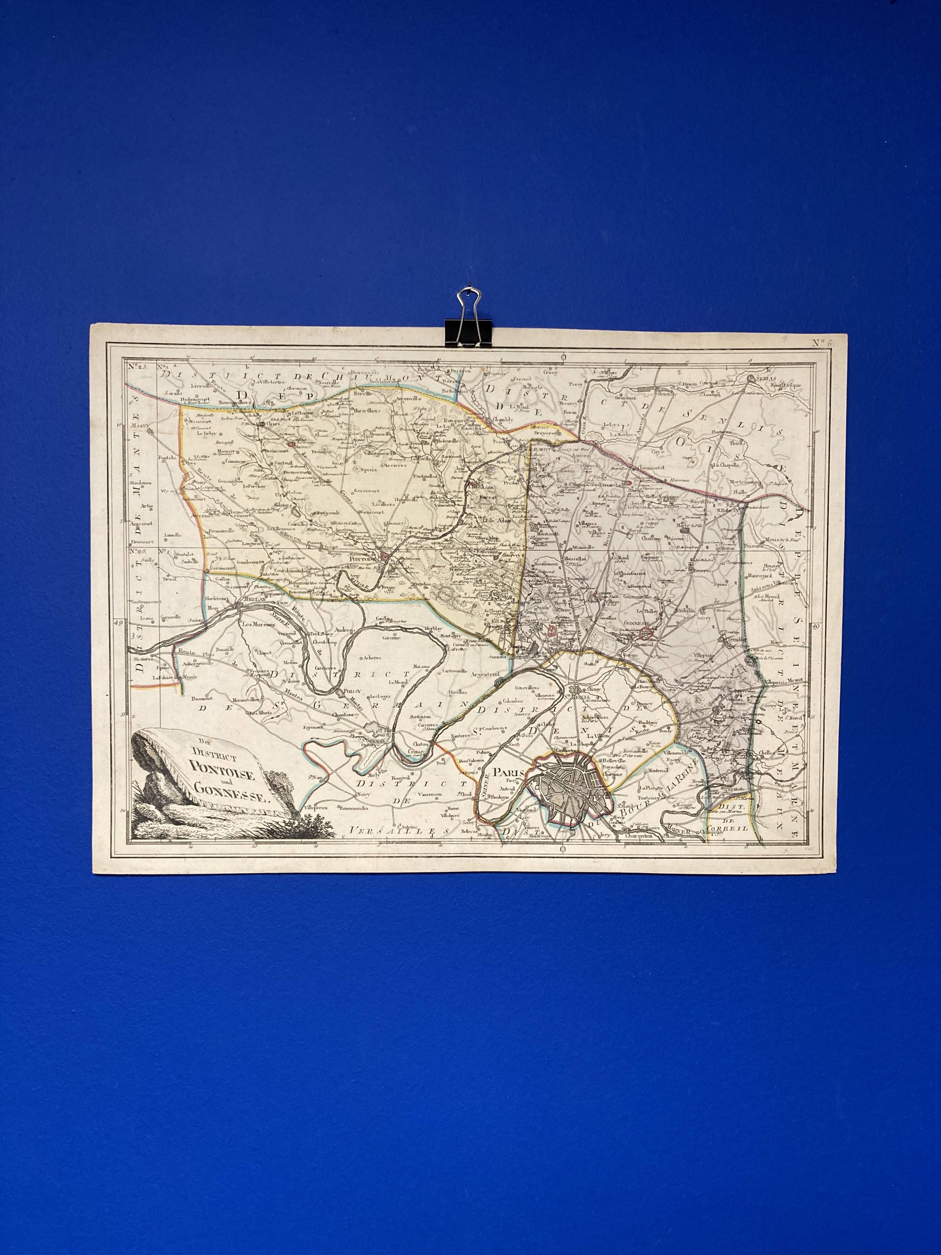 Old map of Pontoise and Gonesse
