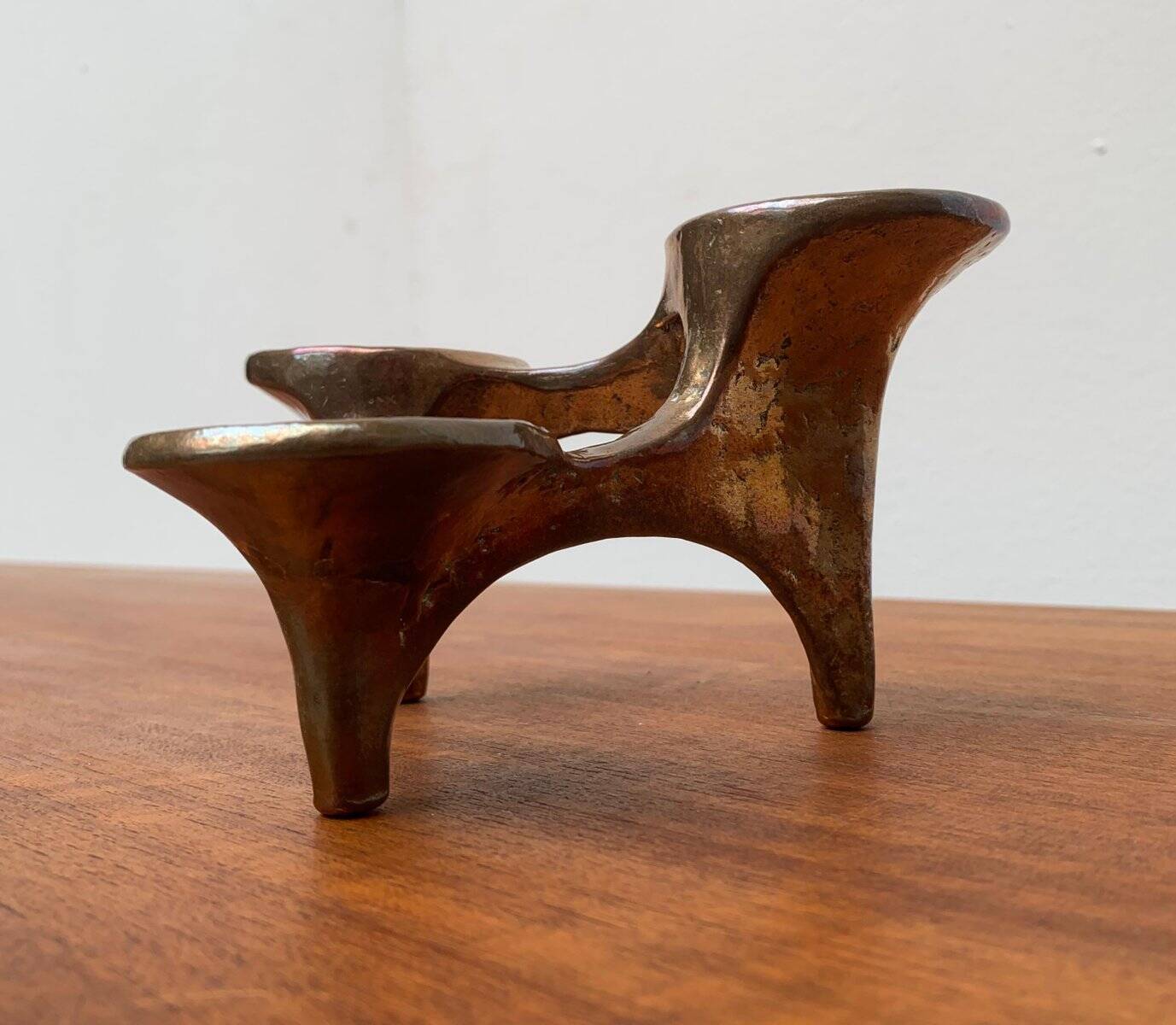 Vintage German brutalist metal candlestick by Harjes