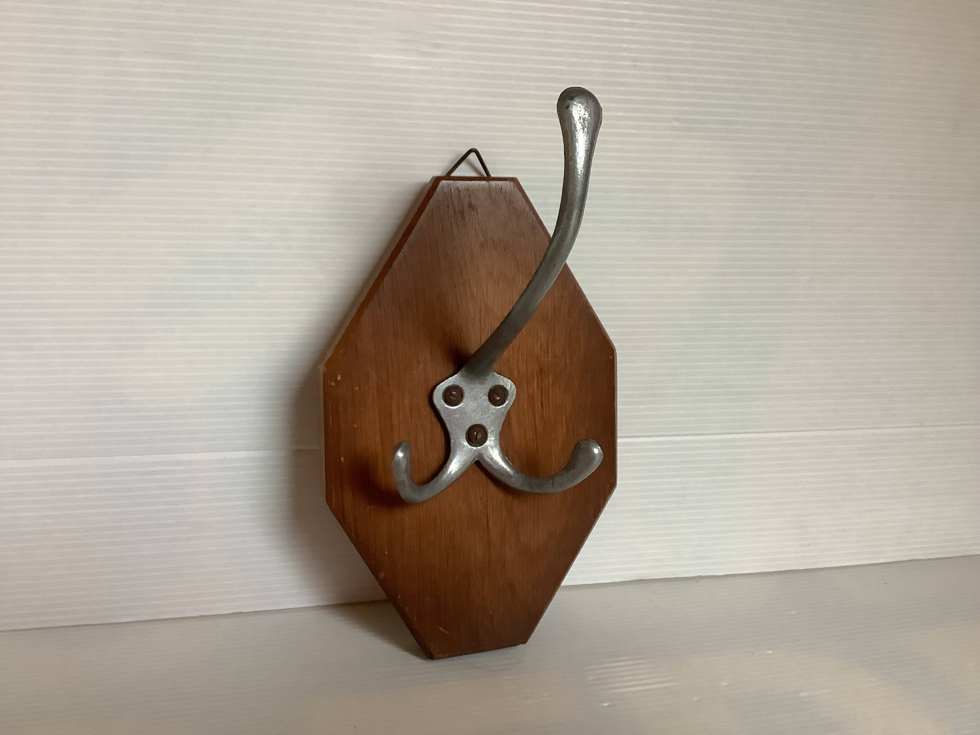 Old double wooden metal coat hook