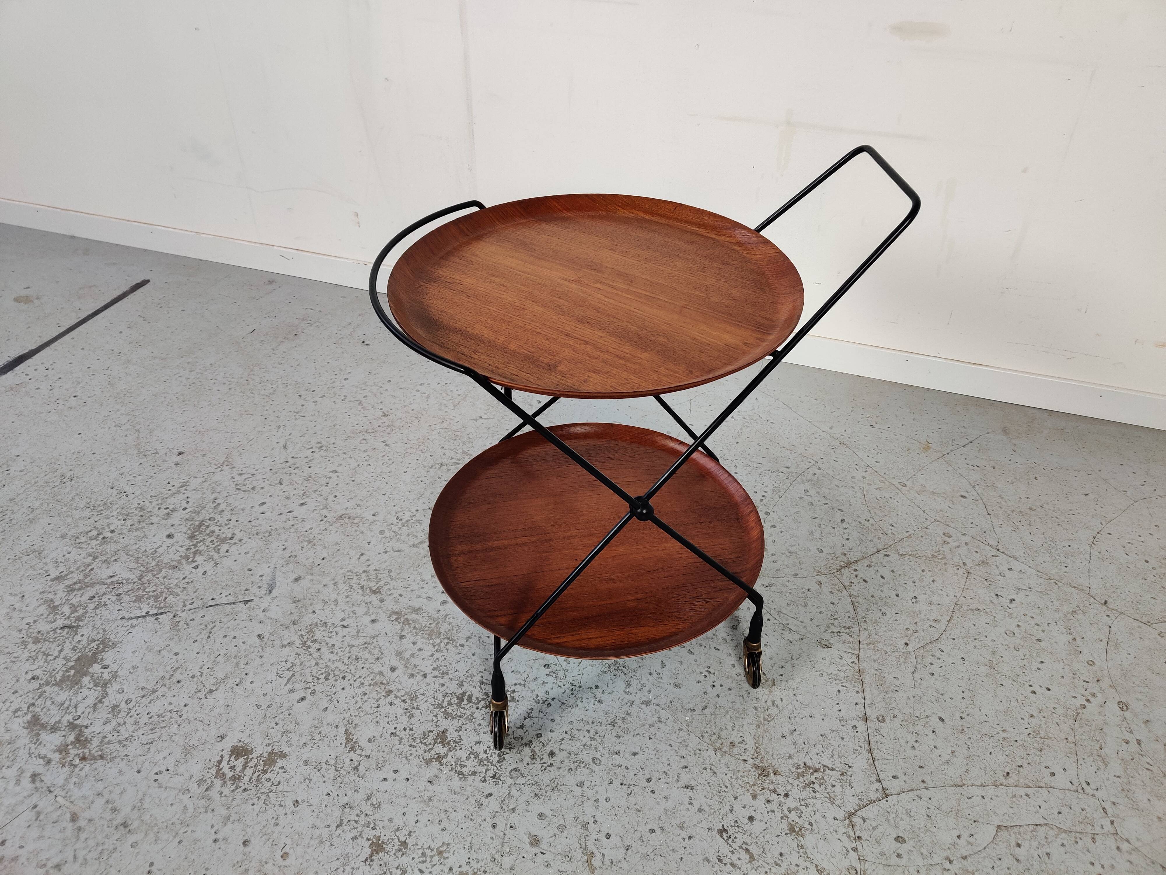 Scandinavian teak and metal dessert by Paul Nagel, Made in sweden 60s