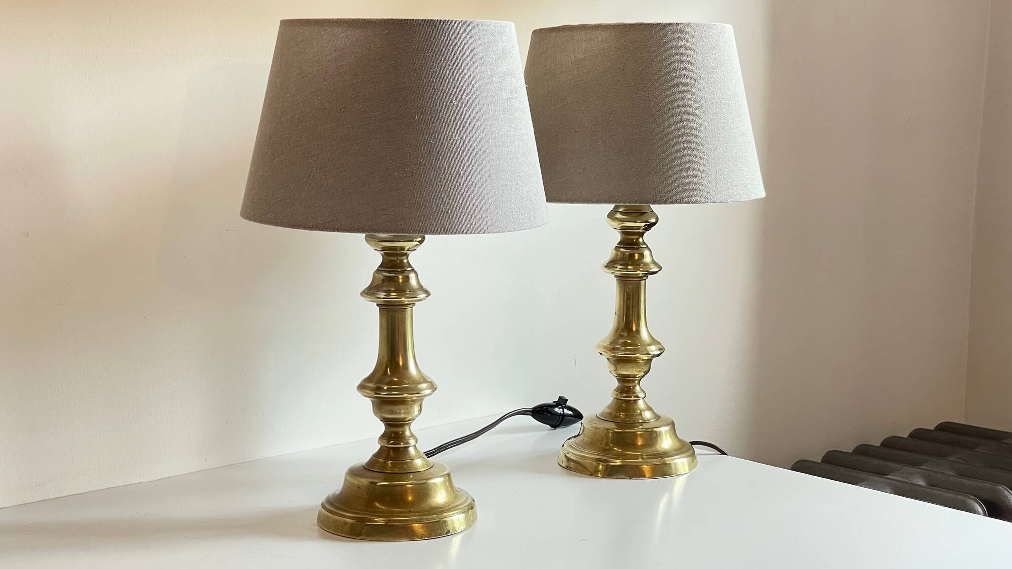 Lamp chic old solid brass candle holder
