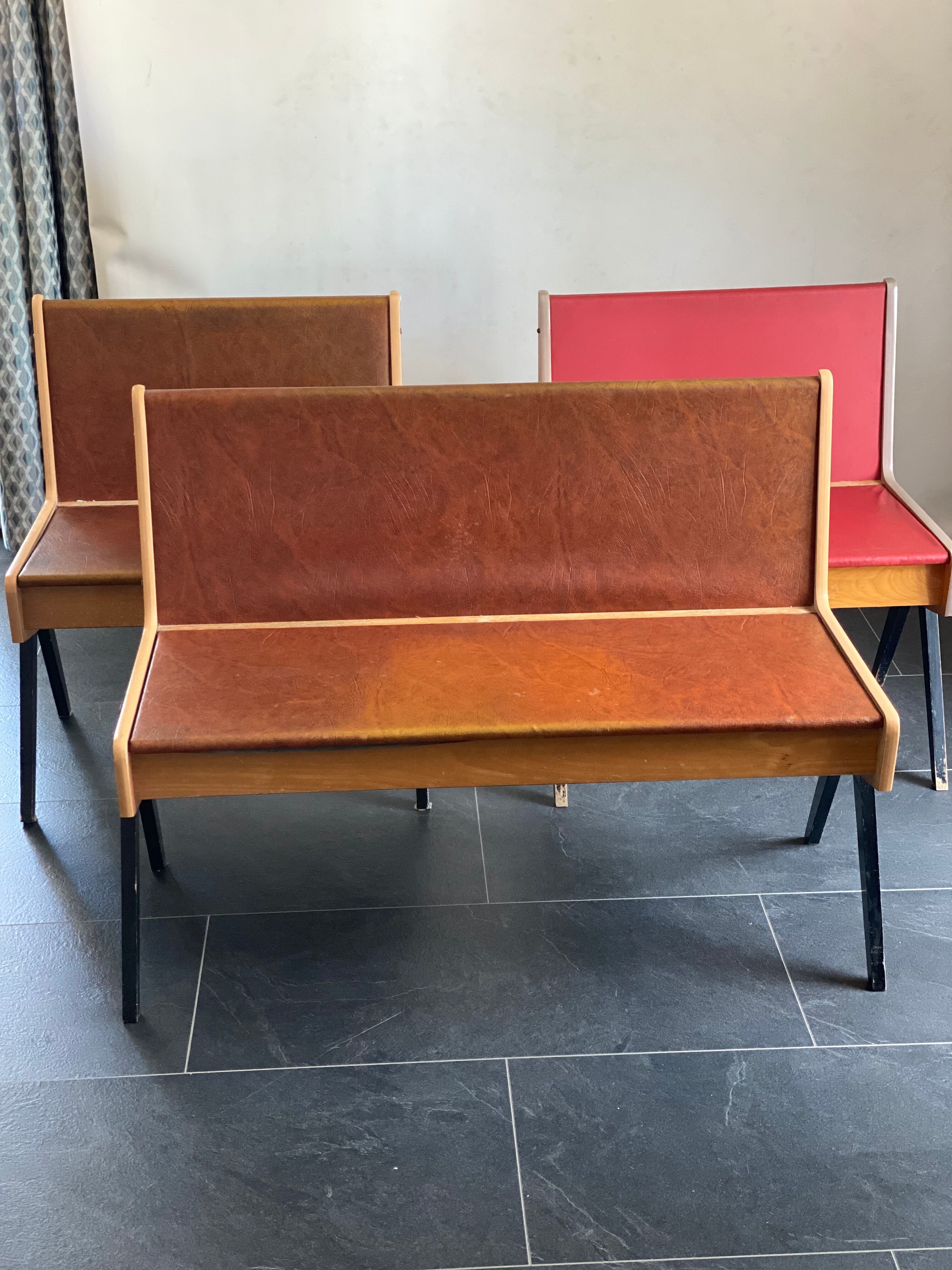 Trio of vintage EKA Wohnmobel benches